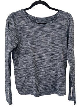 Zyia Active Top Large Split Back Long Sleeve Space Dye Charcoal Workout Gym Yoga